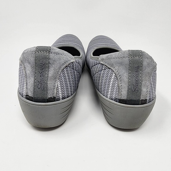Skechers Stretch Fit Memory Foam Grey Striped Wedge Comfort Shoes EUC 9.5 48881 - Picture 5 of 10